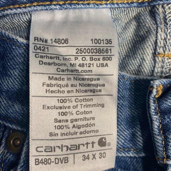 BOTH PAIR of Carhartt 34 x 30 work jeans see description for details - Picture 6 of 16